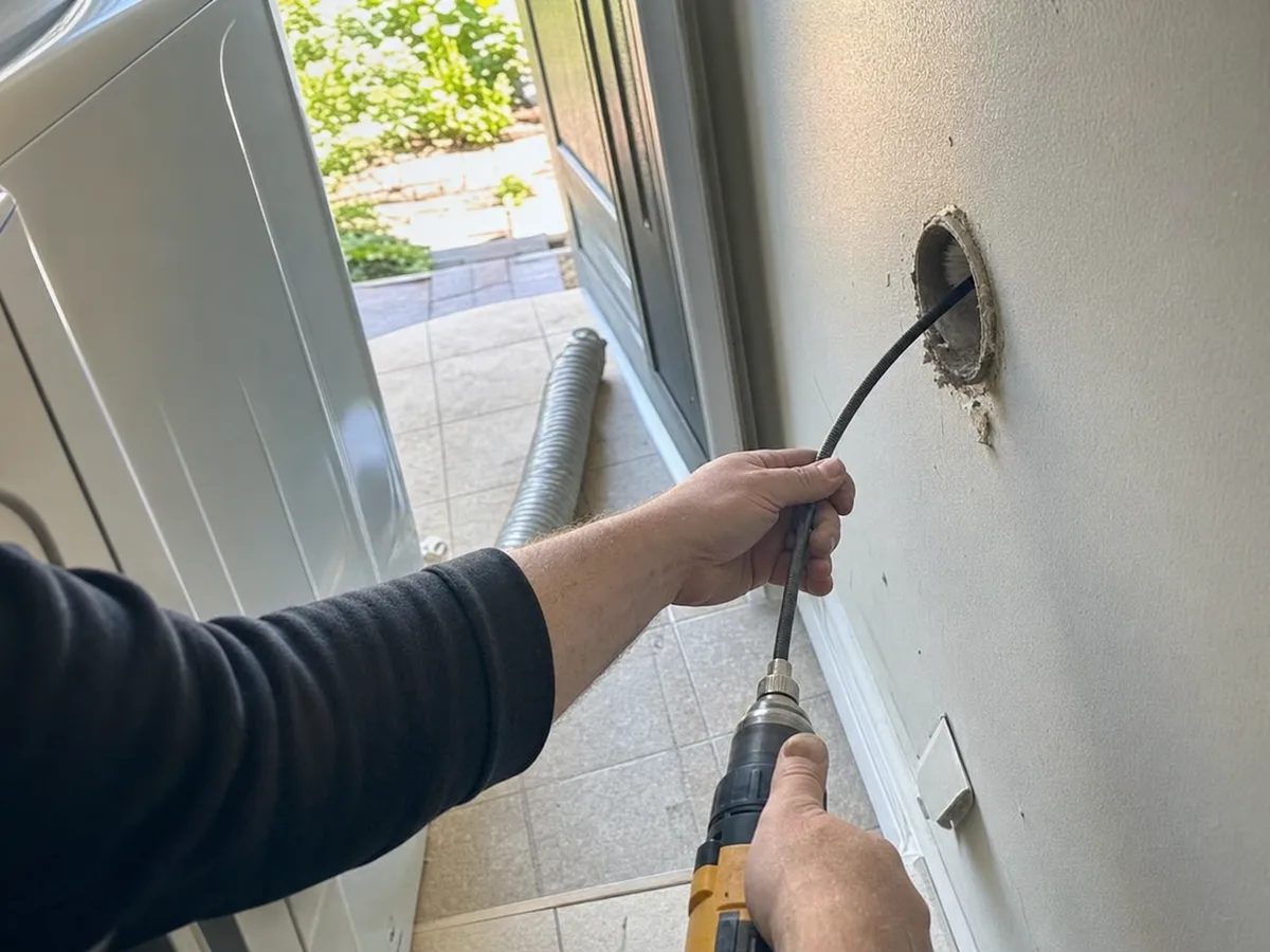 dryer vent cleaning technician on the job in Milpitas, CA